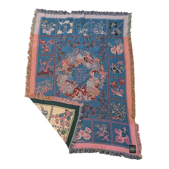 Vintage '93 Goodwin Weavers Ellen Stouffer wildflower throw Isaiah 26:3 48x66in - Picture 2 of 5